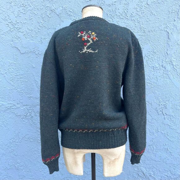 Irish Wool Cardigan Vintage Granny Sweater Cottagecore Medium - Picture 7 of 9